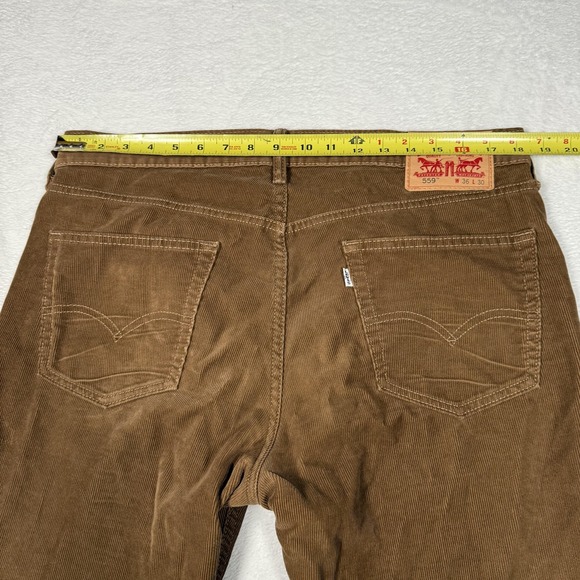 Levis 559 Pants Mens 36x30 Brown Corduroy Relaxed Straight 5 Pocket Zip Fly - Picture 11 of 16